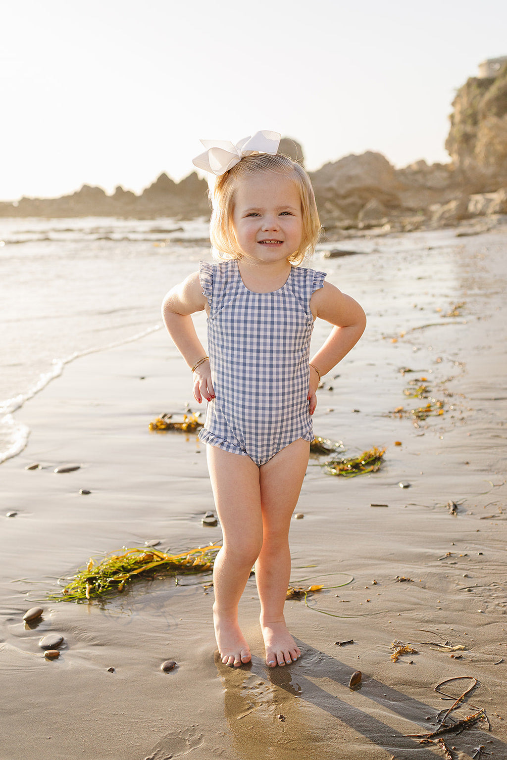 Light Blue Gingham One-Piece