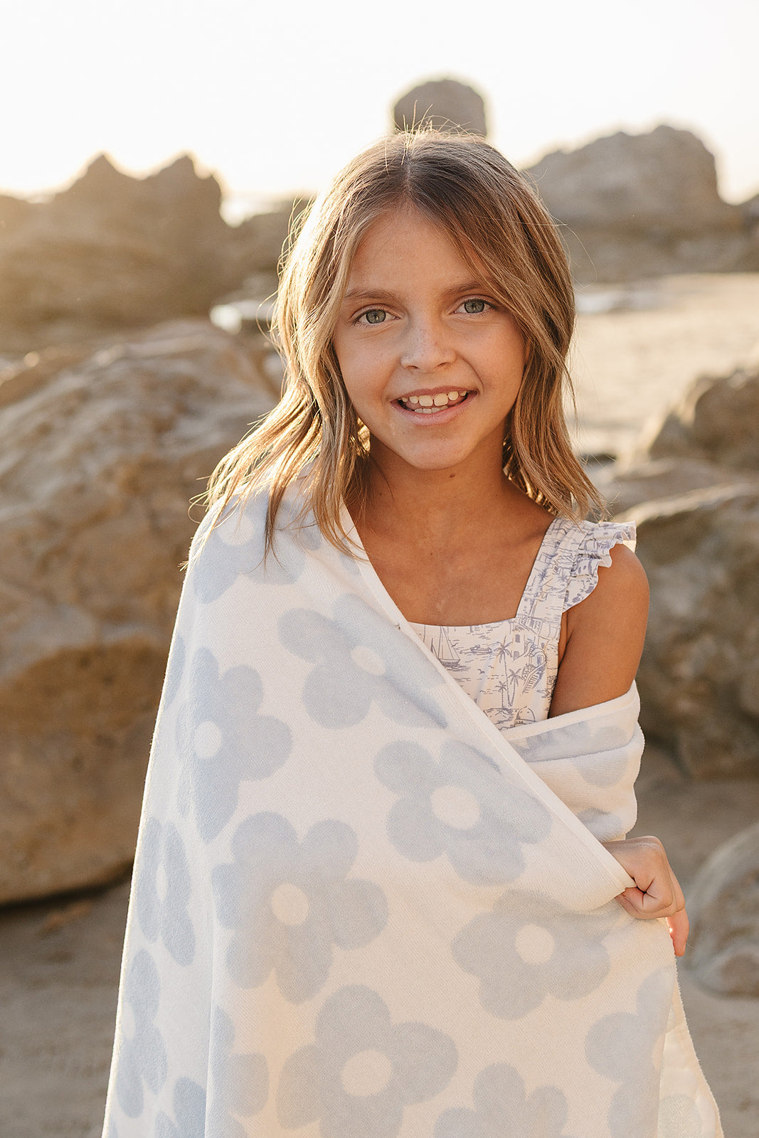 Coastal Floral Organic Cotton Beach Towel