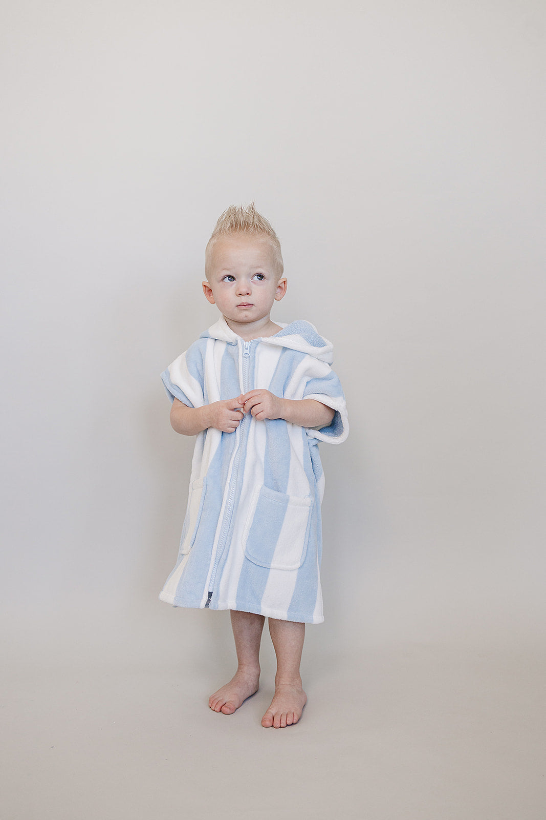 Seaside Stripe Zip-Up Organic Cotton Beach Poncho