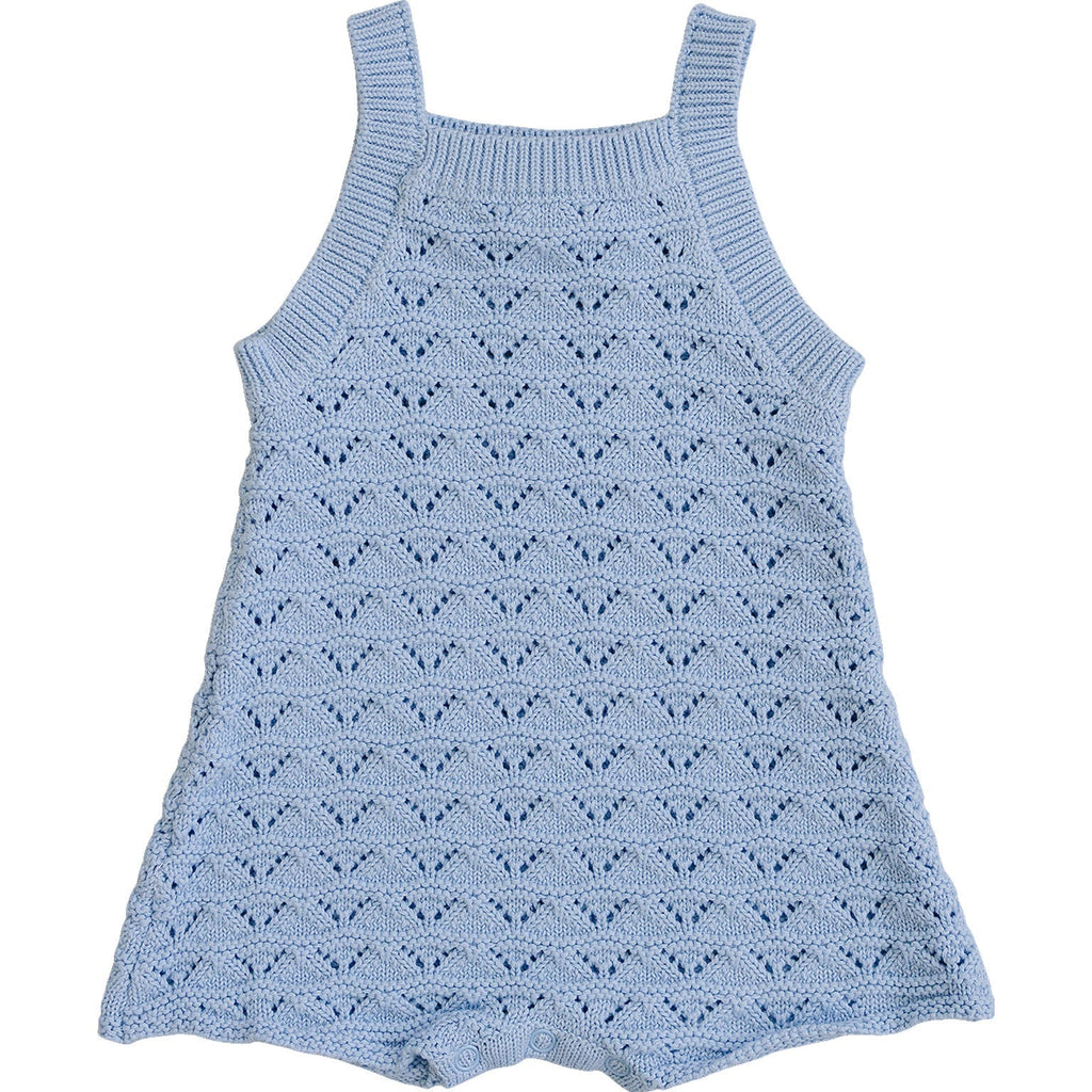 Blue Knit Tank Romper